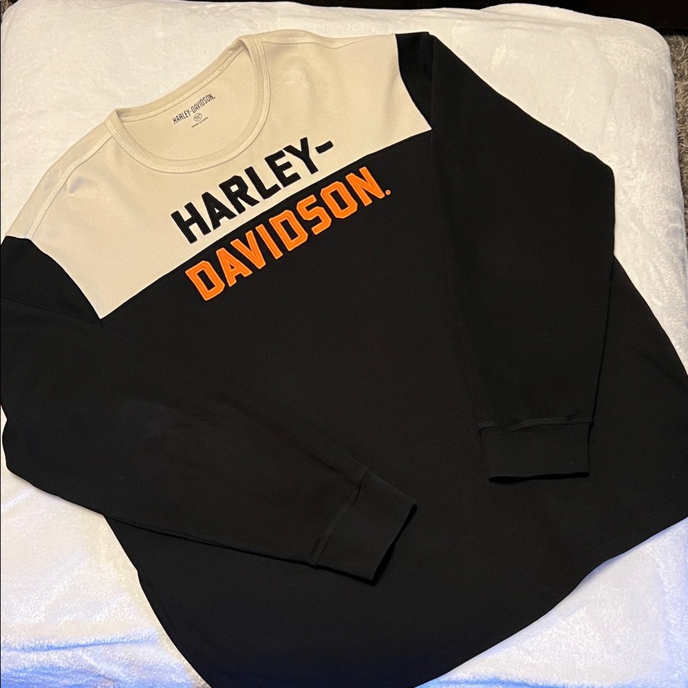 Harley-Davidson Black and Cream Long Sleeve with Orange Logo